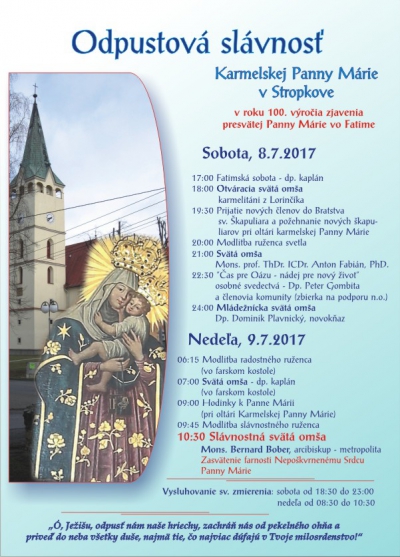 Odpustová slávnosť Karmelskej Panny Márie