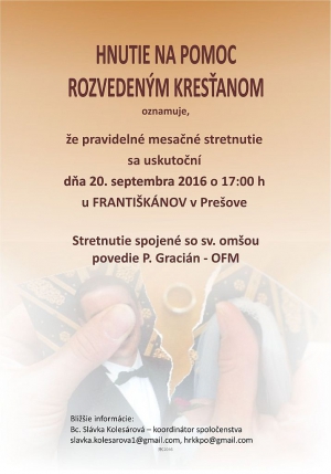 Mesačné stretnutie spoločenstva rozvedených kresťanov