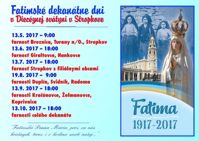 Fatimské dekanátne dni v roku 2017