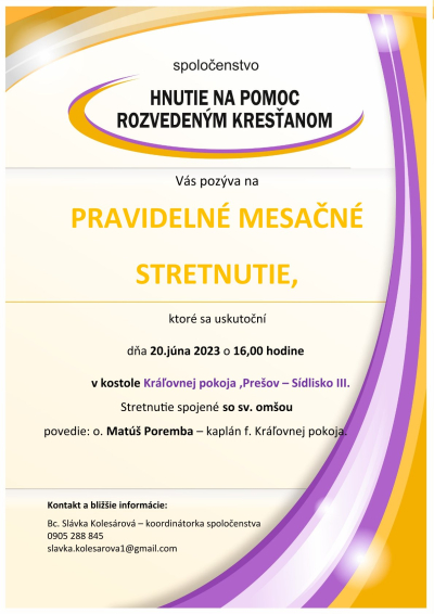 Stretnutie - Hnutie na pomoc rozvedeným kresťanom