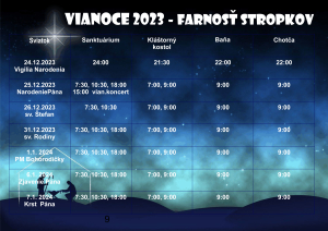 Program bohoslužieb počas vianočných sviatkov vo farnosti